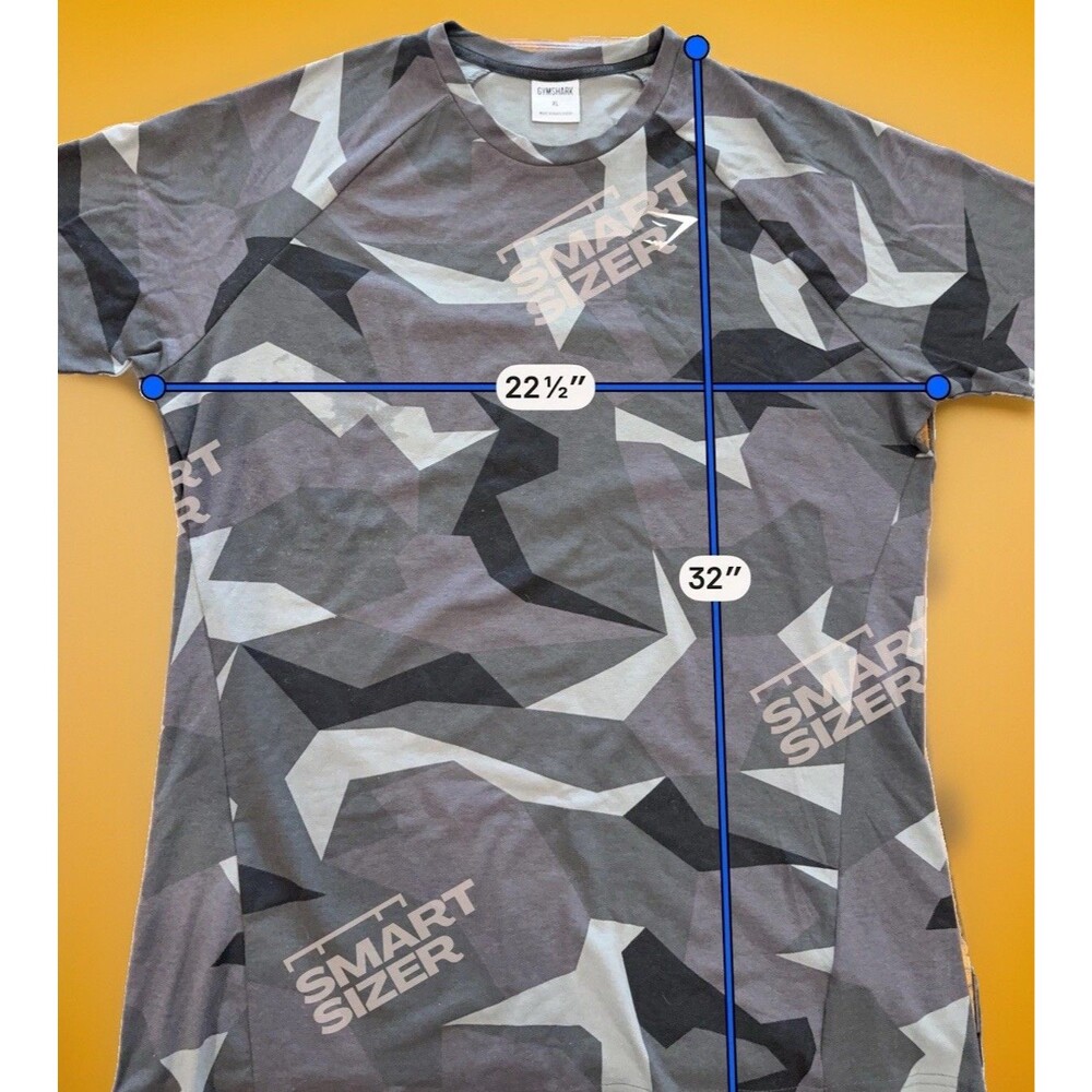 GYMSHARK Grey Camouflaged Design Size XL Cotton/Poly Tshirt GUC - Picture 8 of 11